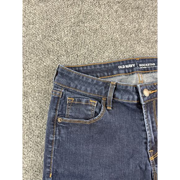 Old Navy Rockstar Mid-Rise Skinny Jeans Dark Wash Stretch Denim Size 8 Regular - Picture 2 of 12